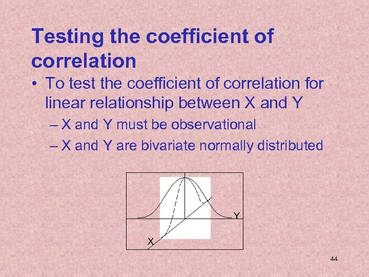 Testing the coefficient of correlation • To test the coefficient of correlation for linear