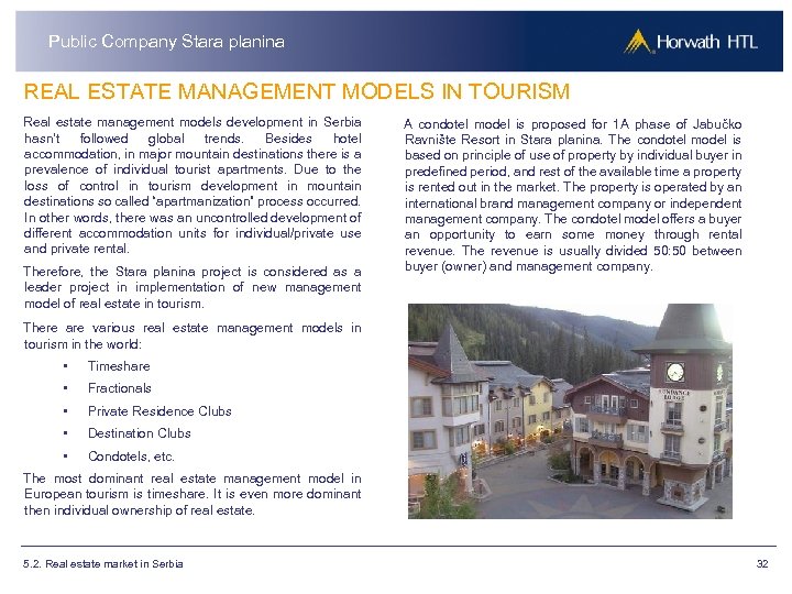 Public Company Stara planina REAL ESTATE MANAGEMENT MODELS IN TOURISM Real estate management models