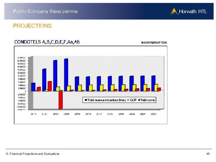 Public Company Stara planina PROJECTIONS 6. Financial Projections and Evaluations 45 