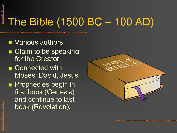 - newmanlib. ibri. org - The Bible (1500 BC – 100 AD) n n