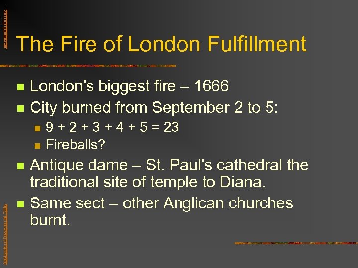 - newmanlib. ibri. org - The Fire of London Fulfillment n n London's biggest