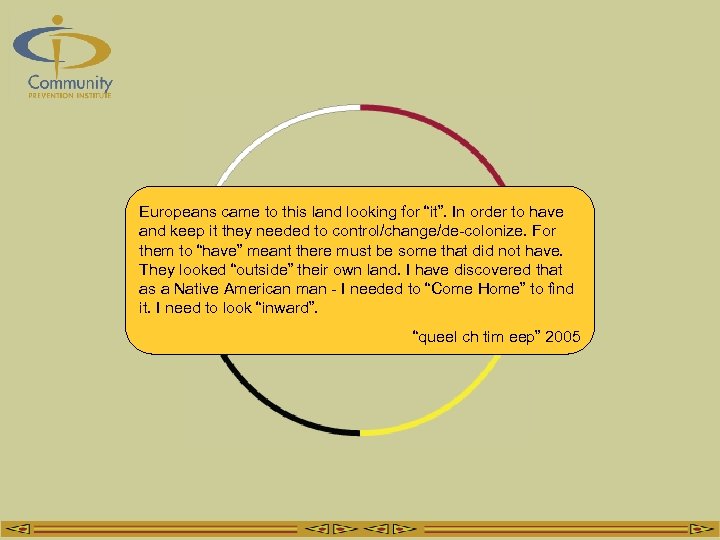 Europeans came to this land looking for “it”. In order to have and keep