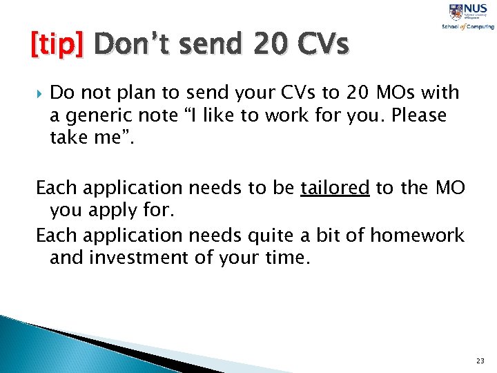 [tip] Don’t send 20 CVs Do not plan to send your CVs to 20