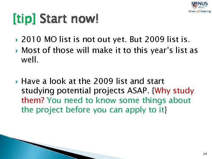 [tip] Start now! 2010 MO list is not out yet. But 2009 list is.