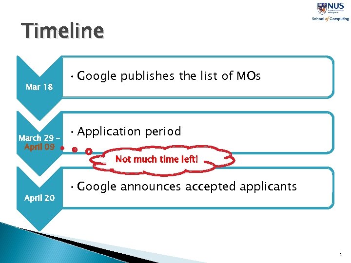 Timeline Mar 18 March 29 – April 09 April 20 • Google publishes the