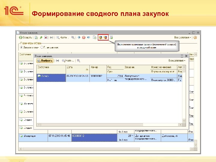 Формирование сводного плана закупок 