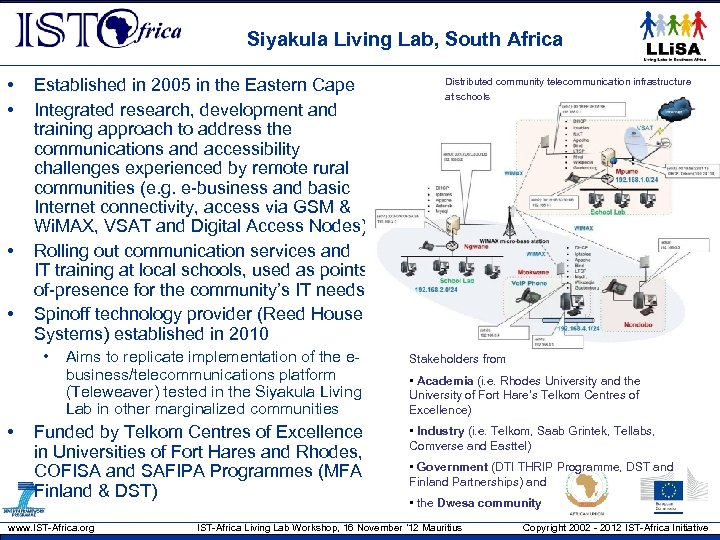 Siyakula Living Lab, South Africa • • Established in 2005 in the Eastern Cape