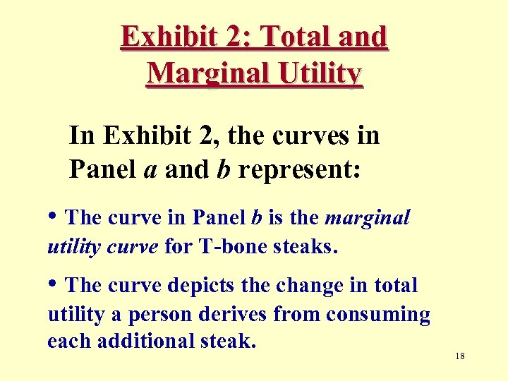 Exhibit 2: Total and Marginal Utility In Exhibit 2, the curves in Panel a