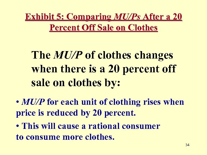 Exhibit 5: Comparing MU/Ps After a 20 Percent Off Sale on Clothes The MU/P