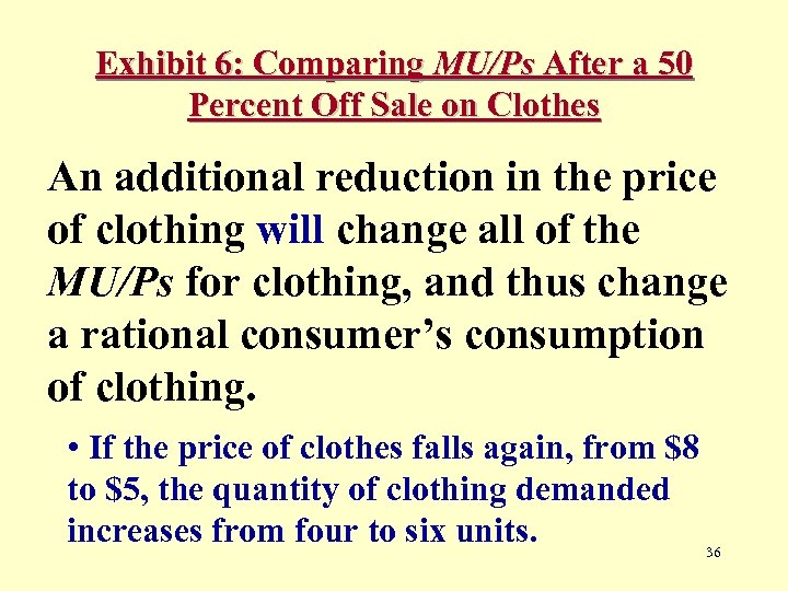 Exhibit 6: Comparing MU/Ps After a 50 Percent Off Sale on Clothes An additional