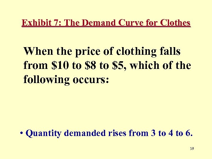 Exhibit 7: The Demand Curve for Clothes When the price of clothing falls from