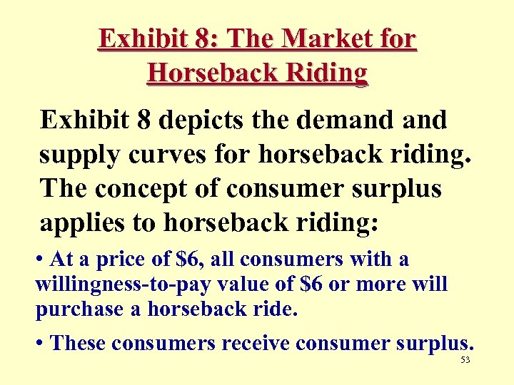 Exhibit 8: The Market for Horseback Riding Exhibit 8 depicts the demand supply curves