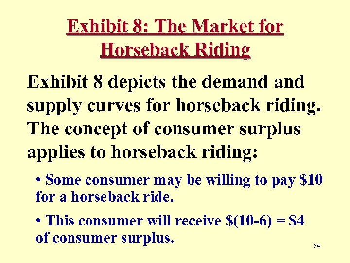 Exhibit 8: The Market for Horseback Riding Exhibit 8 depicts the demand supply curves