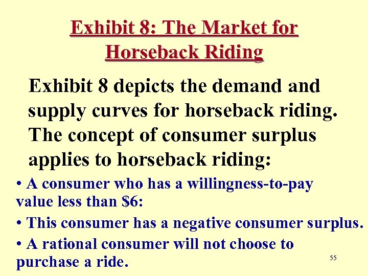 Exhibit 8: The Market for Horseback Riding Exhibit 8 depicts the demand supply curves