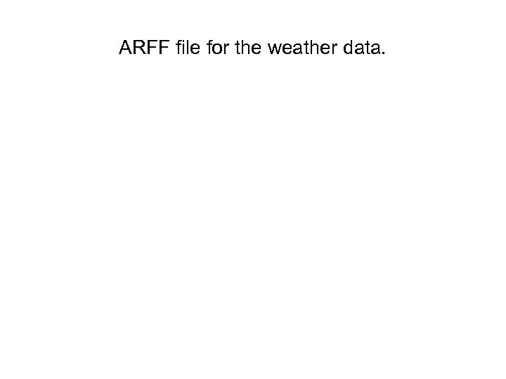 ARFF file for the weather data. 