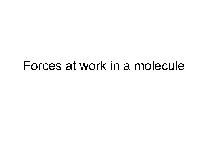 Forces at work in a molecule 