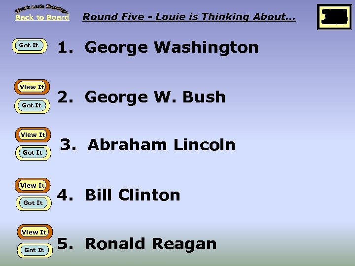 Back to Board Got It View It Got It Round Five - Louie is