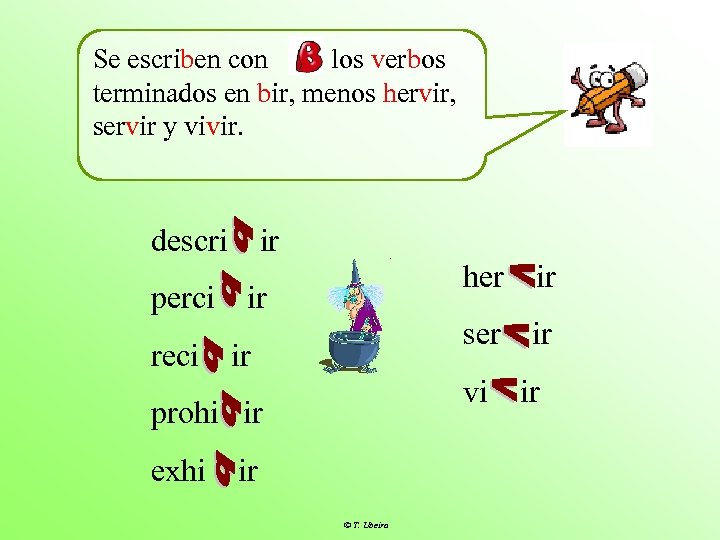 Se escriben con los verbos terminados en bir, menos hervir, servir y vivir. descri