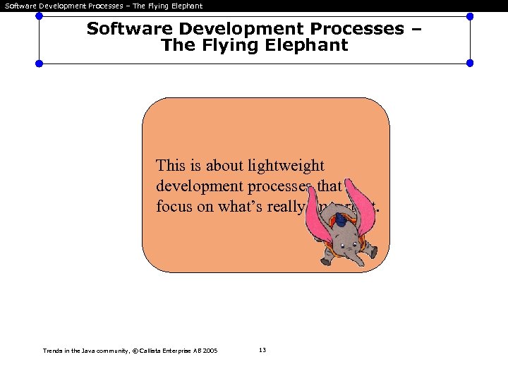 Software Development Processes – The Flying Elephant This is about lightweight development processes that