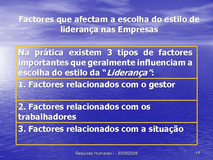 Factores que afectam a escolha do estilo de liderança nas Empresas Na prática existem