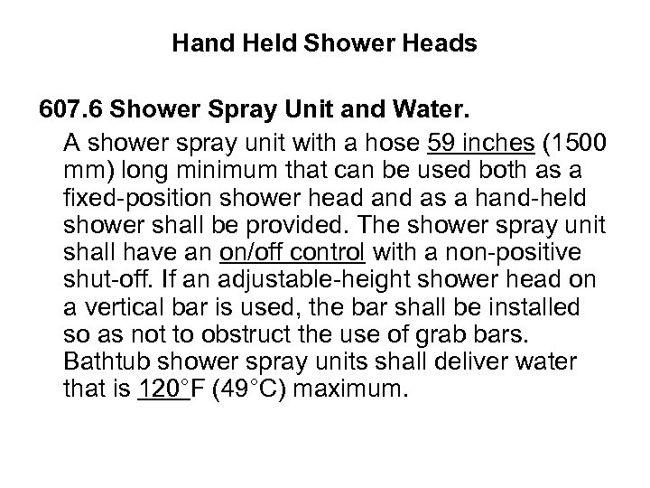 Hand Held Shower Heads 607. 6 Shower Spray Unit and Water. A shower spray