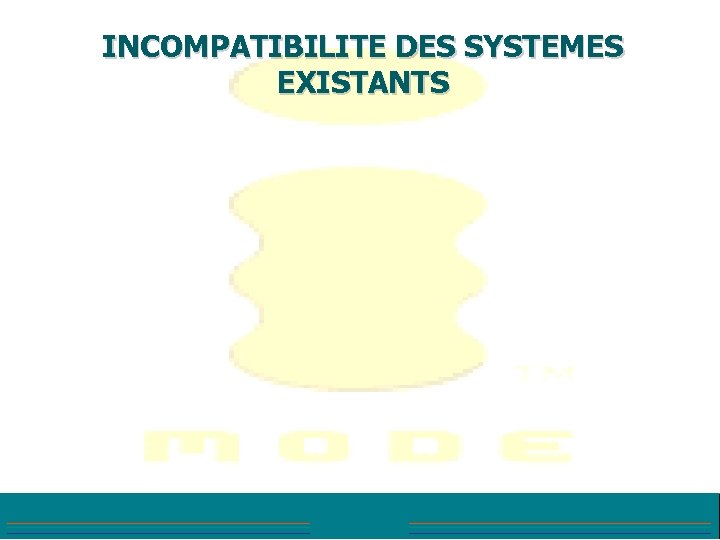 INCOMPATIBILITE DES SYSTEMES EXISTANTS 