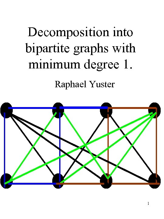 Decomposition into bipartite graphs with minimum degree 1. Raphael Yuster 1 