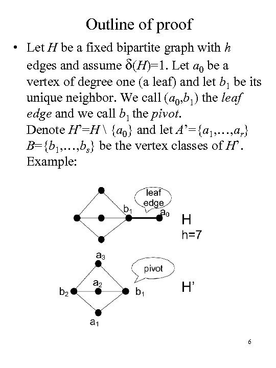 Outline of proof • Let H be a fixed bipartite graph with h edges