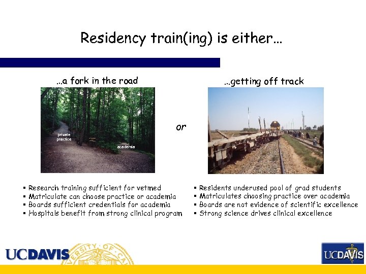 Residency train(ing) is either… …a fork in the road …getting off track or private