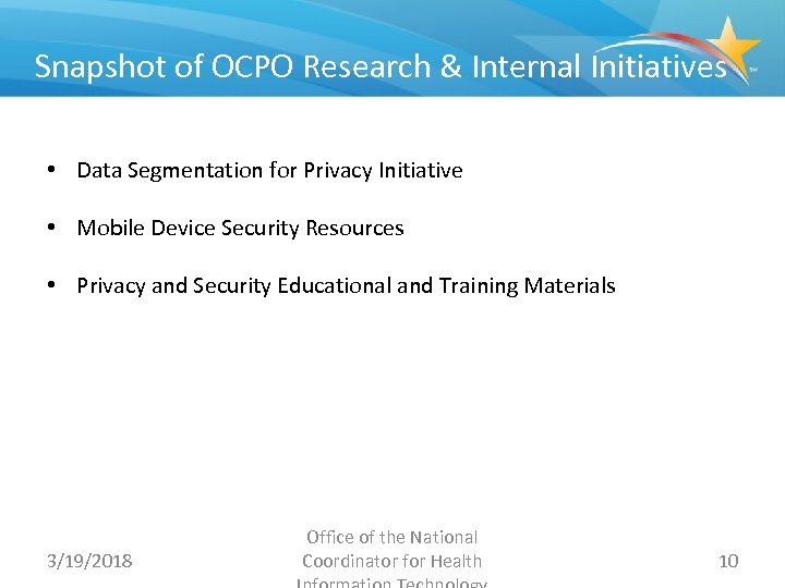 Snapshot of OCPO Research & Internal Initiatives Snapshot of OCPO Research • Data Segmentation