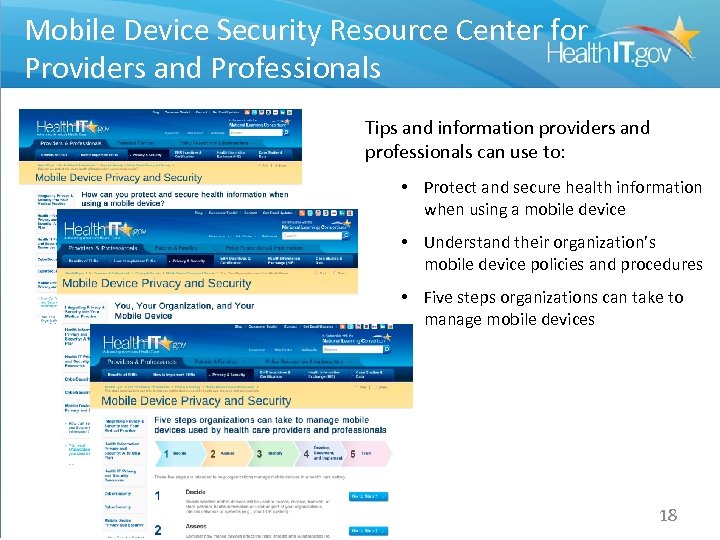 Mobile Device Security Resource Center for Providers and Professionals Mobile Device Security Resource Center