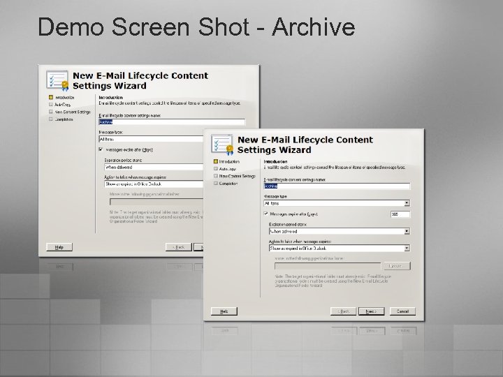 Demo Screen Shot - Archive 