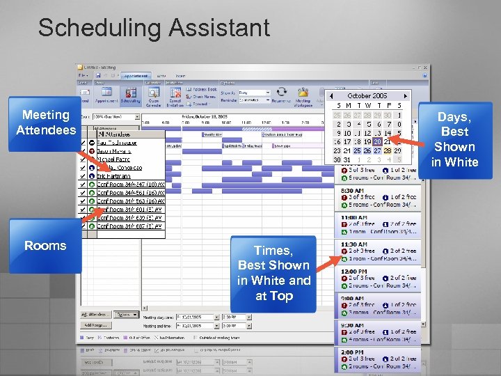 Scheduling Assistant Meeting Attendees Rooms Days, Best Shown in White Times, Best Shown in