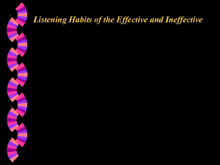 Listening Habits of the Effective and Ineffective 