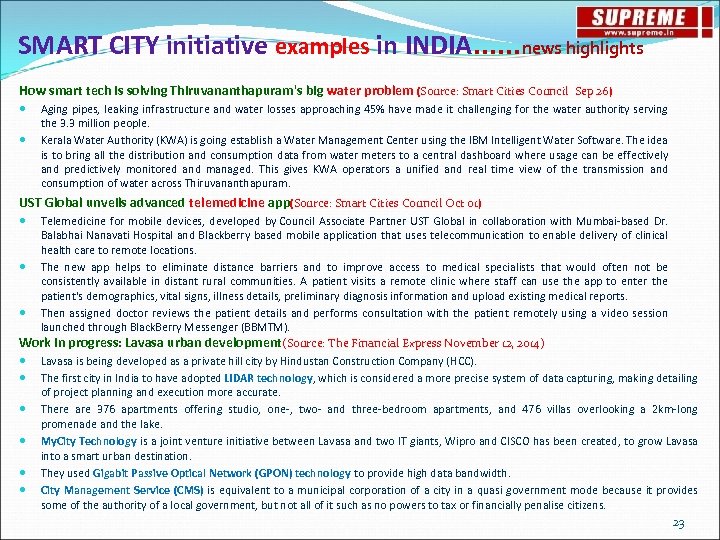 SMART CITY initiative examples in INDIA……news highlights How smart tech is solving Thiruvananthapuram's big