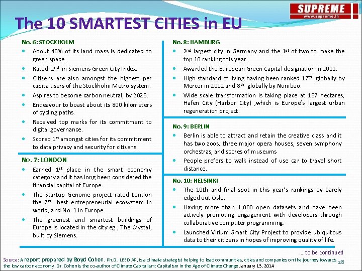 The 10 SMARTEST CITIES in EU No. 6: STOCKHOLM About 40% of its land