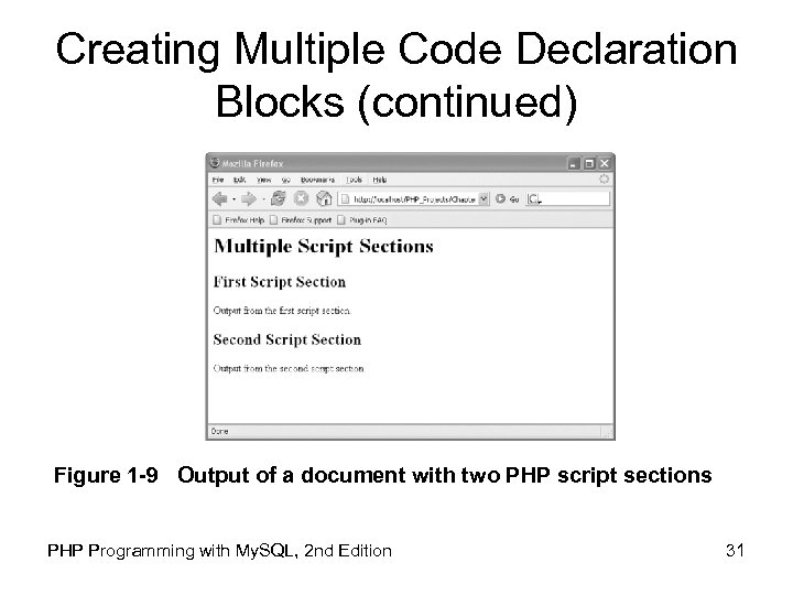 Creating Multiple Code Declaration Blocks (continued) Figure 1 -9 Output of a document with