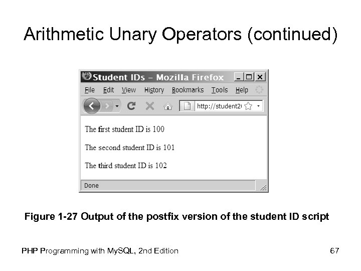Arithmetic Unary Operators (continued) Figure 1 -27 Output of the postfix version of the