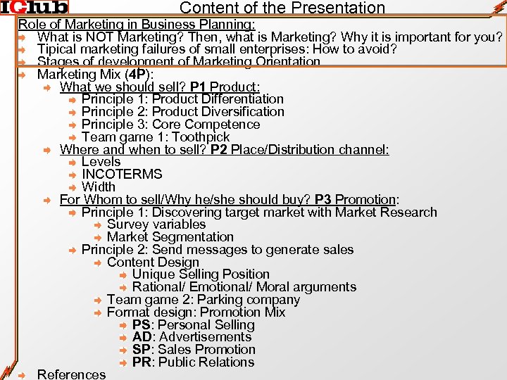 Content of the Presentation Role of Marketing in Business Planning: What is NOT Marketing?