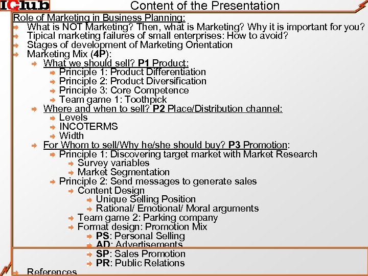 Content of the Presentation Role of Marketing in Business Planning: What is NOT Marketing?
