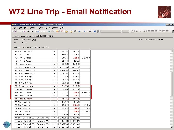 W 72 Line Trip - Email Notification 