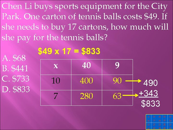 Chen Li buys sports equipment for the City Park. One carton of tennis balls