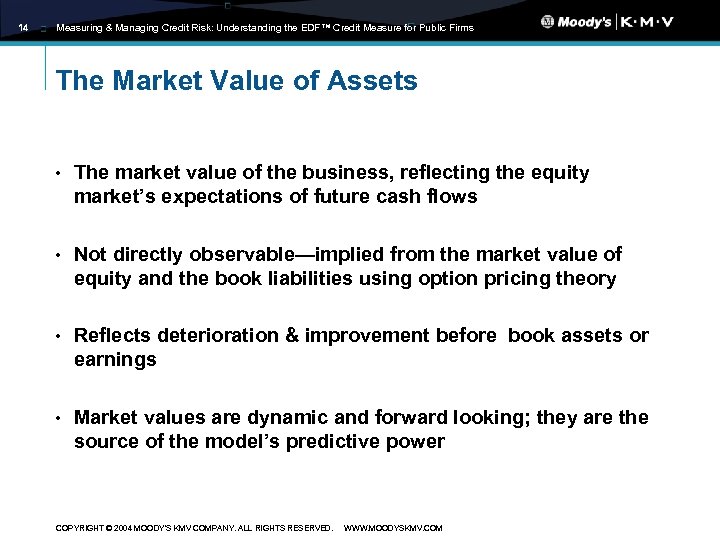 14 Measuring & Managing Credit Risk: Understanding the EDF™ Credit Measure for Public Firms
