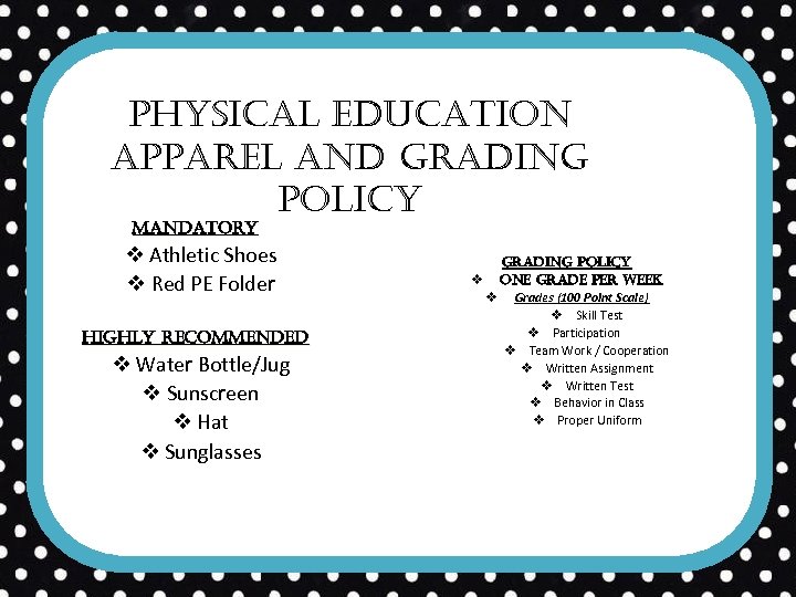 physical education apparel and grading policy mandatory v Athletic Shoes v Red PE Folder
