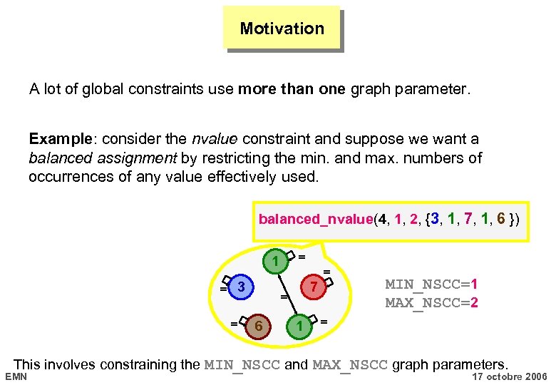 Motivation A lot of global constraints use more than one graph parameter. Example: consider
