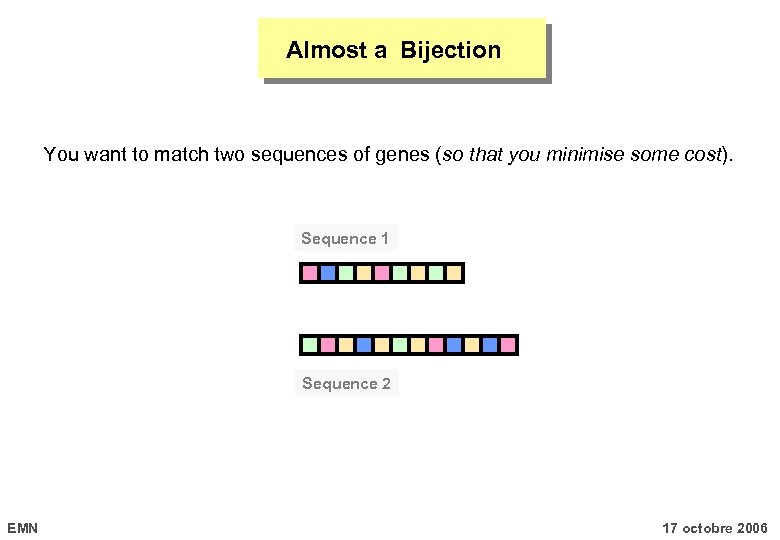 Almost a Bijection You want to match two sequences of genes (so that you