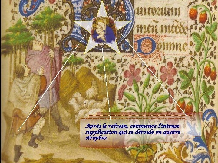 Après le refrain, commence l’intense supplication qui se déroule en quatre strophes. 