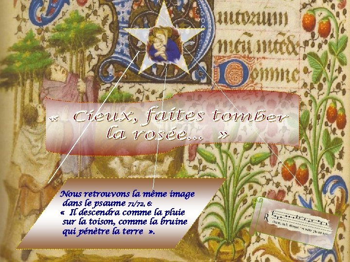 Nous retrouvons la même image dans le psaume 71/72, 6: « Il descendra comme