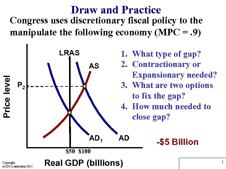 Draw and Practice Congress uses discretionary fiscal policy