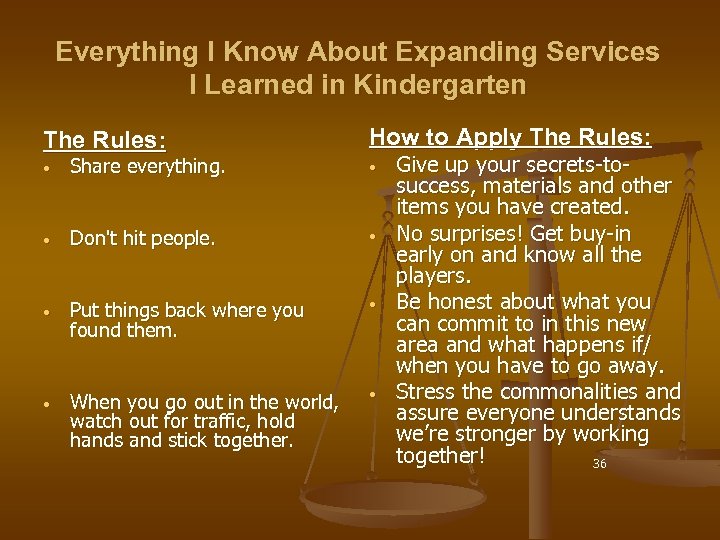 Everything I Know About Expanding Services I Learned in Kindergarten The Rules: How to